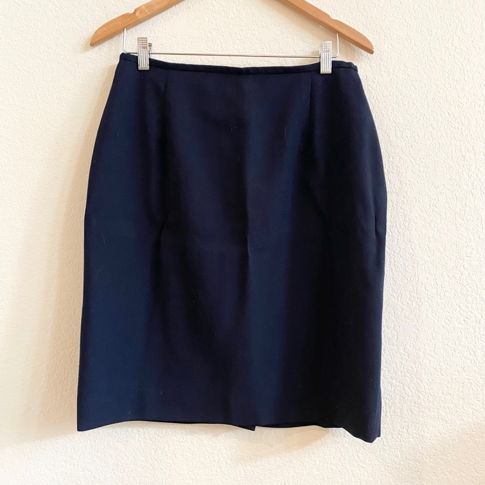 Lauren Ralph Lauren Navy Wool Pencil Skirt Size 12 Knee‎ Length Career